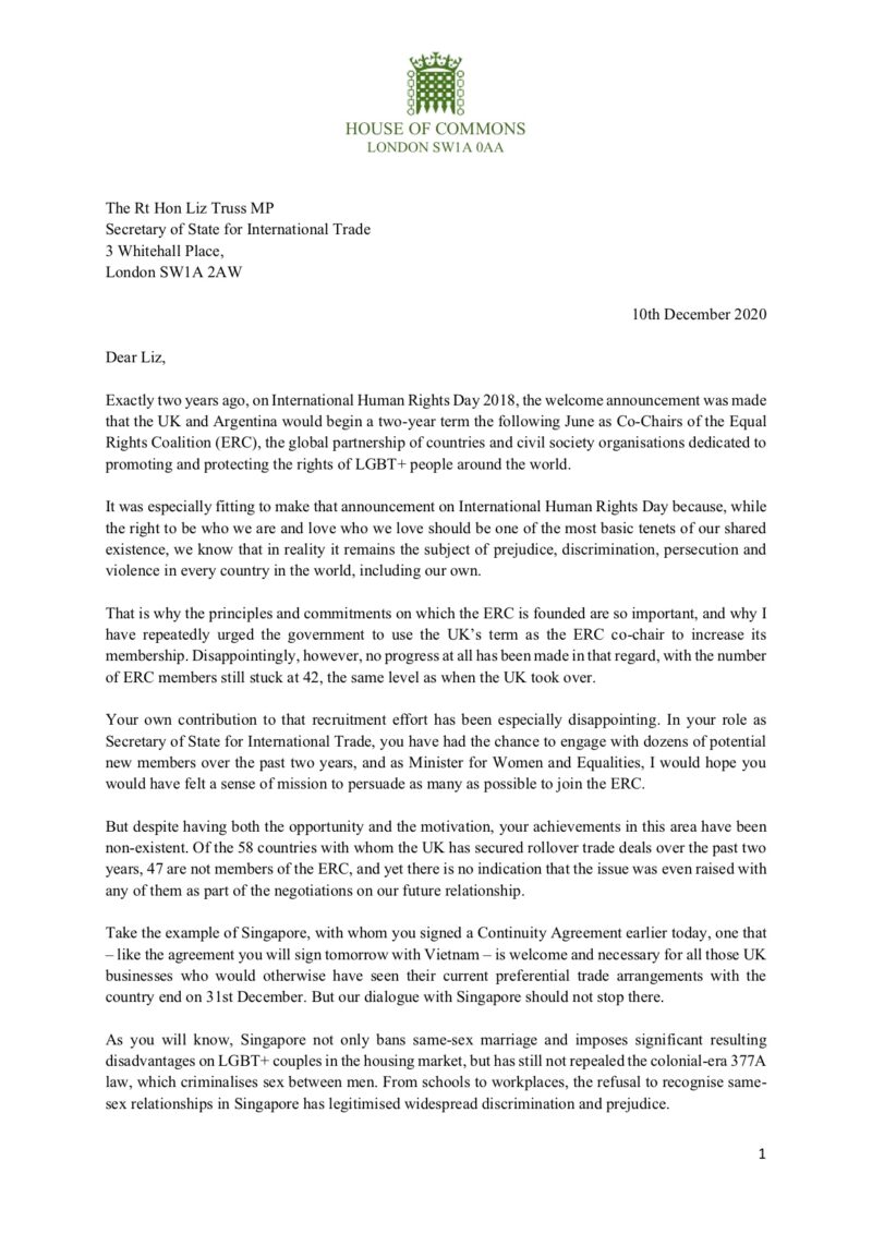 Letter to Liz Truss 1