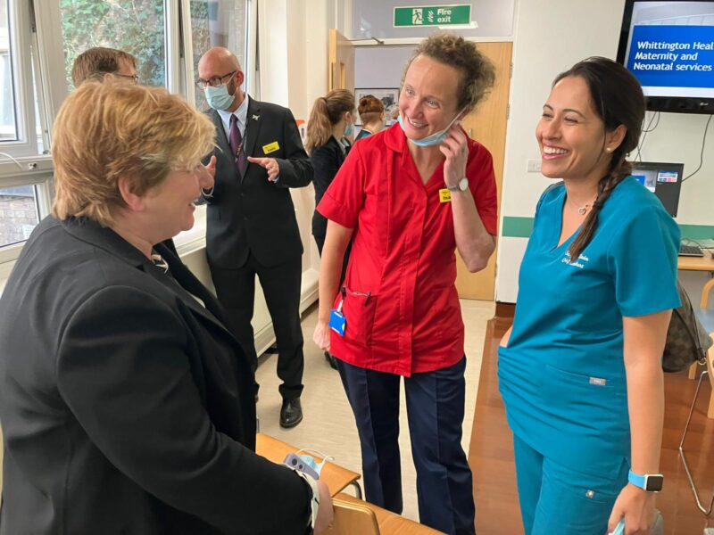 Meeting staff at the Whittington Maternity Unit. 